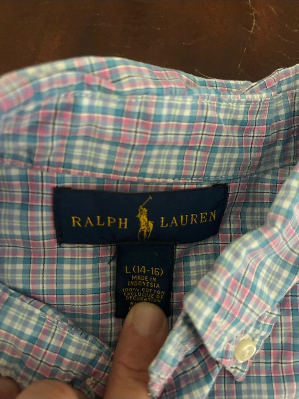 Classic Ralph Lauren Pink & Light Blue Plaid Boy’s Button-Down Shirt